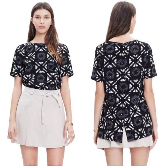 Madewell Industry Button Up Back Top Batik Grid Size M - Picture 1 of 9